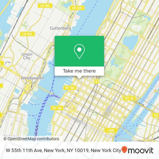 W 55th 11th Ave, New York, NY 10019 map