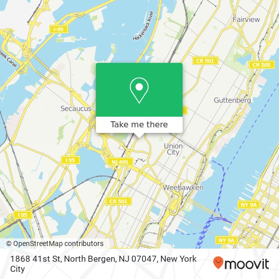 Mapa de 1868 41st St, North Bergen, NJ 07047
