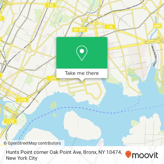 Mapa de Hunts Point corner Oak Point Ave, Bronx, NY 10474