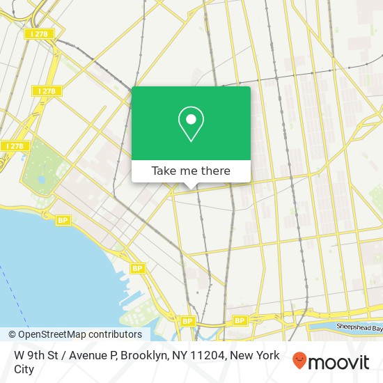 Mapa de W 9th St / Avenue P, Brooklyn, NY 11204