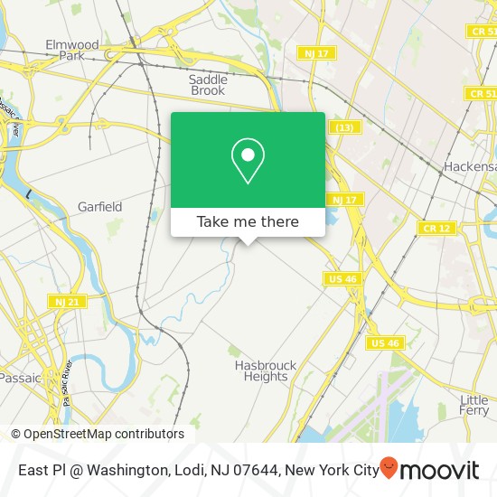 Mapa de East Pl @ Washington, Lodi, NJ 07644