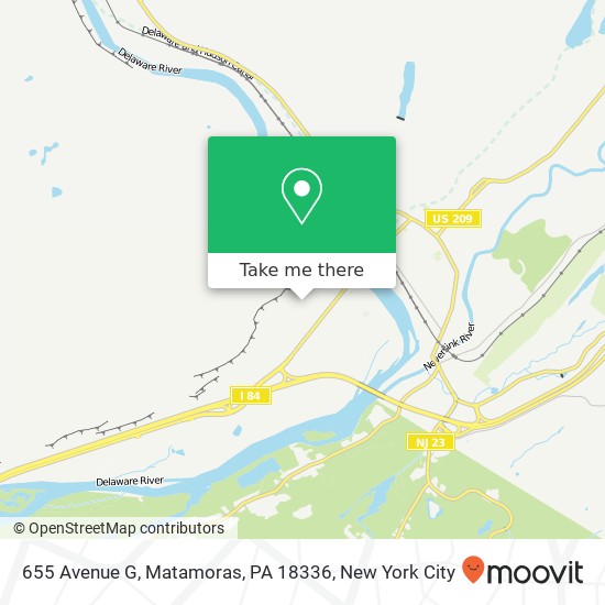 Mapa de 655 Avenue G, Matamoras, PA 18336