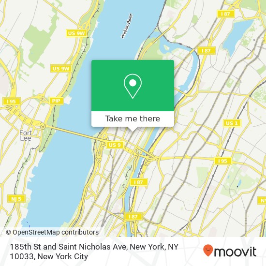 Mapa de 185th St and Saint Nicholas Ave, New York, NY 10033