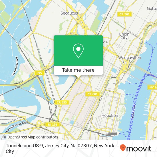 Mapa de Tonnele and US-9, Jersey City, NJ 07307