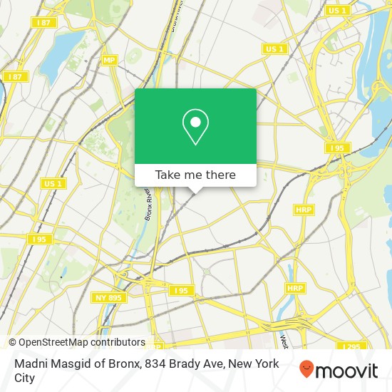 Mapa de Madni Masgid of Bronx, 834 Brady Ave