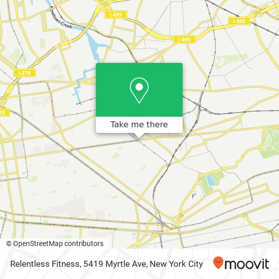 Mapa de Relentless Fitness, 5419 Myrtle Ave