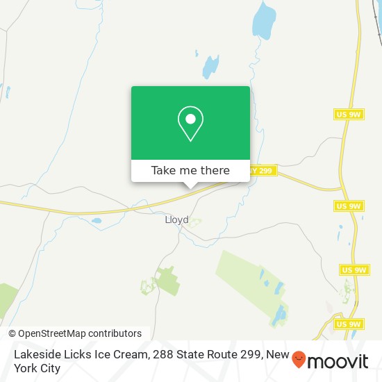 Mapa de Lakeside Licks Ice Cream, 288 State Route 299