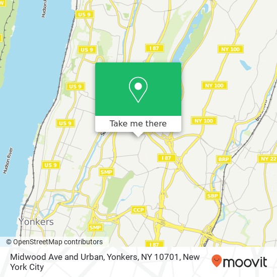 Mapa de Midwood Ave and Urban, Yonkers, NY 10701