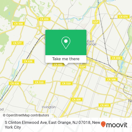 S Clinton Elmwood Ave, East Orange, NJ 07018 map