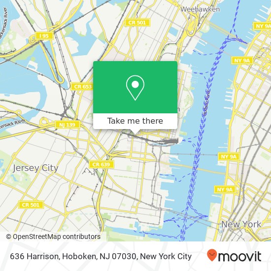 Mapa de 636 Harrison, Hoboken, NJ 07030