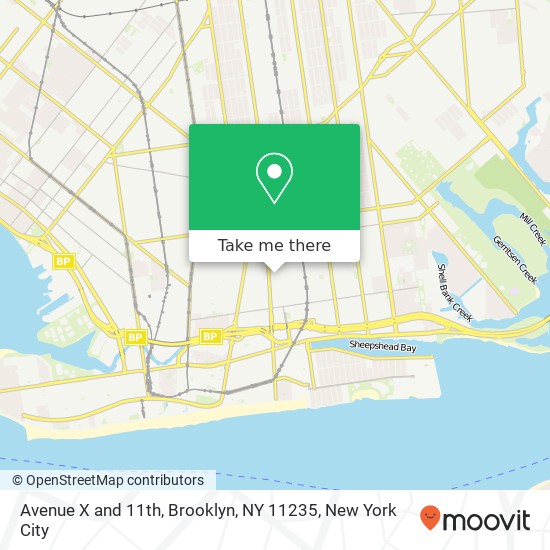 Avenue X and 11th, Brooklyn, NY 11235 map
