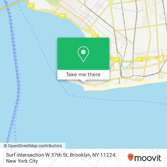 Mapa de Surf intersection W 37th St, Brooklyn, NY 11224