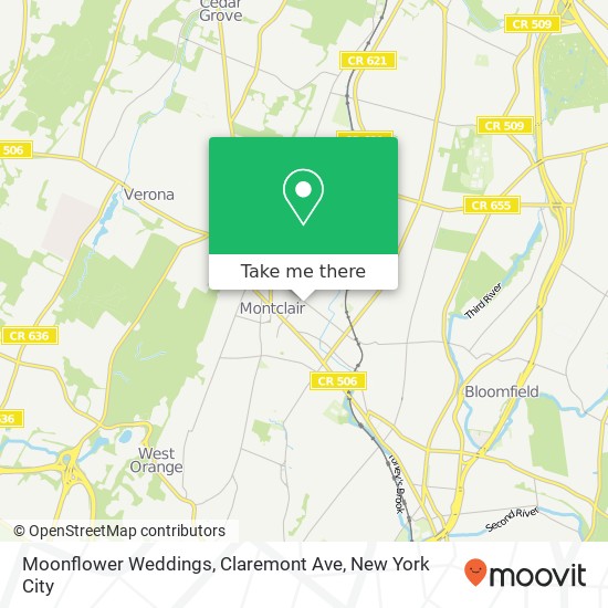 Mapa de Moonflower Weddings, Claremont Ave