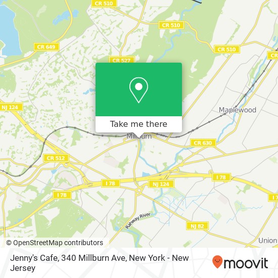 Jenny's Cafe, 340 Millburn Ave map
