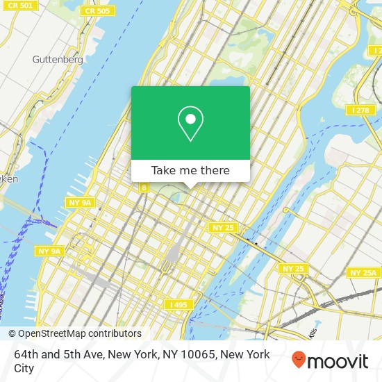64th and 5th Ave, New York, NY 10065 map