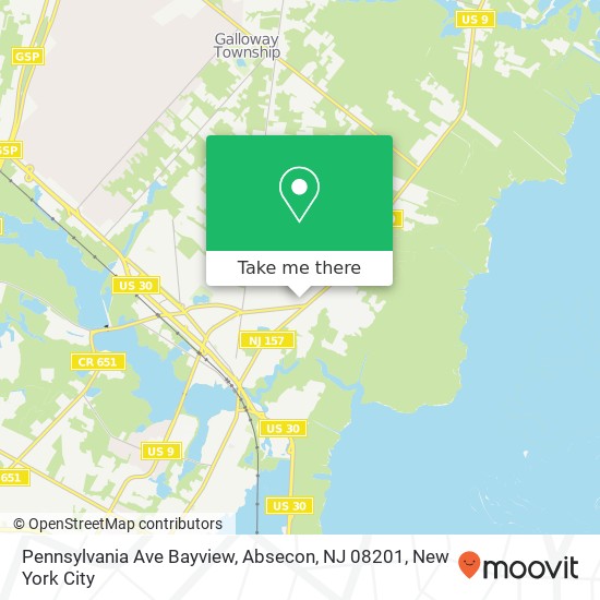 Mapa de Pennsylvania Ave Bayview, Absecon, NJ 08201