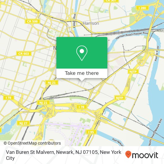 Mapa de Van Buren St Malvern, Newark, NJ 07105
