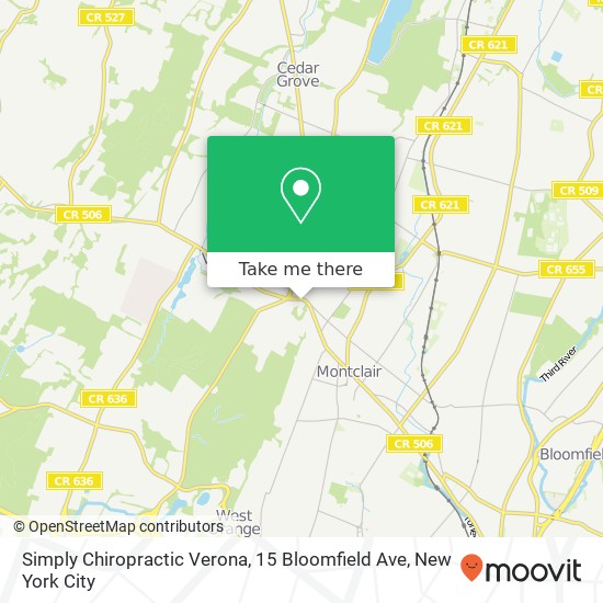 Simply Chiropractic Verona, 15 Bloomfield Ave map