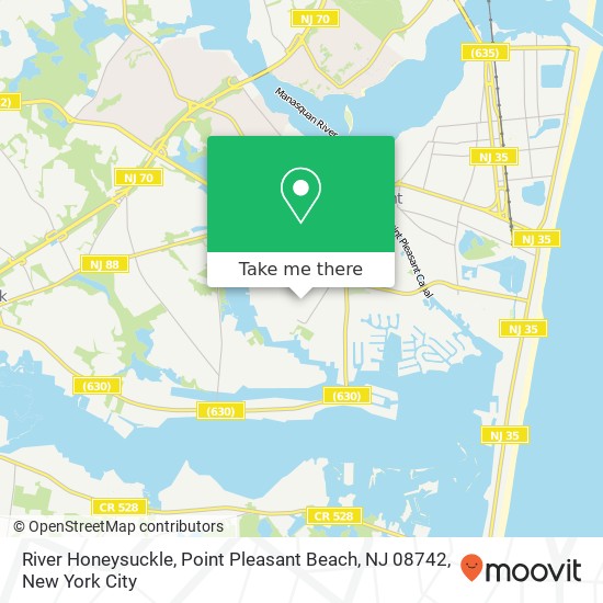 Mapa de River Honeysuckle, Point Pleasant Beach, NJ 08742