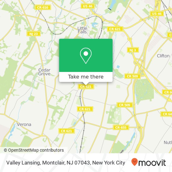 Mapa de Valley Lansing, Montclair, NJ 07043