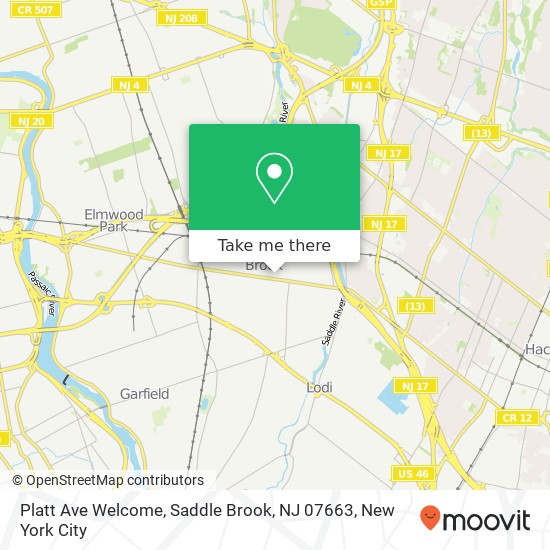 Mapa de Platt Ave Welcome, Saddle Brook, NJ 07663
