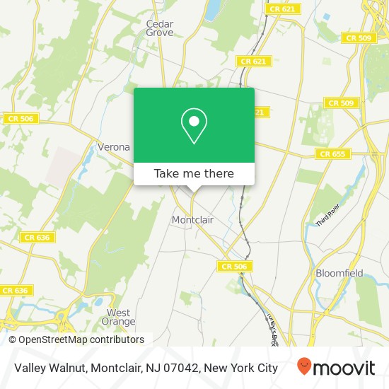 Mapa de Valley Walnut, Montclair, NJ 07042