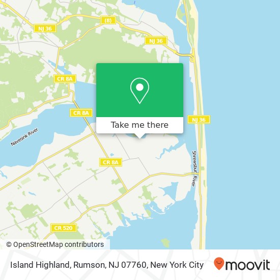 Mapa de Island Highland, Rumson, NJ 07760