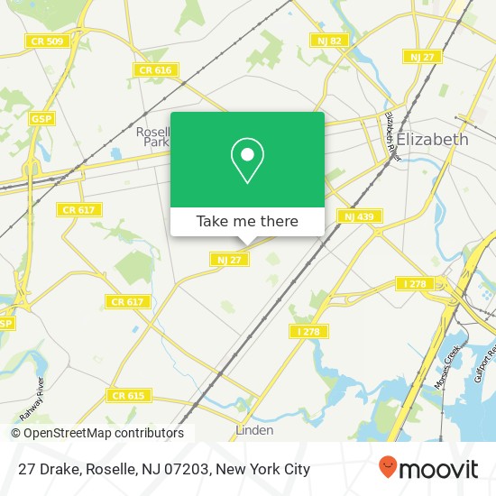 Mapa de 27 Drake, Roselle, NJ 07203
