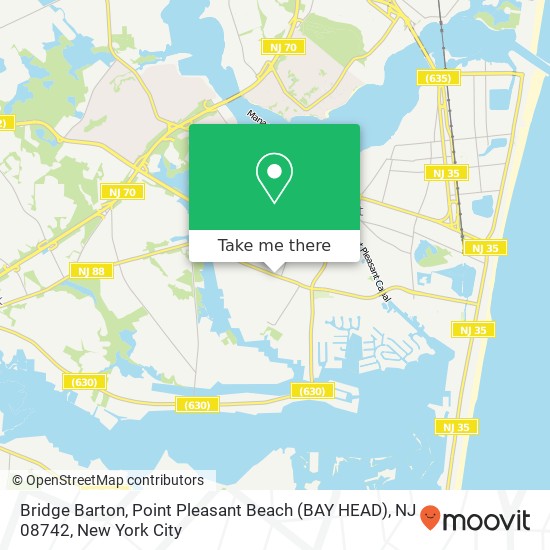 Mapa de Bridge Barton, Point Pleasant Beach (BAY HEAD), NJ 08742
