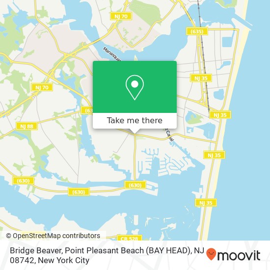 Mapa de Bridge Beaver, Point Pleasant Beach (BAY HEAD), NJ 08742