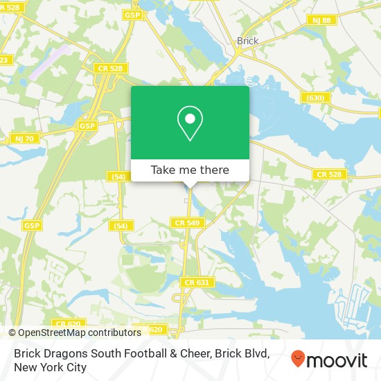 Mapa de Brick Dragons South Football & Cheer, Brick Blvd