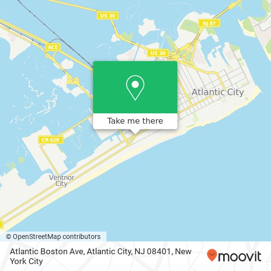 Mapa de Atlantic Boston Ave, Atlantic City, NJ 08401