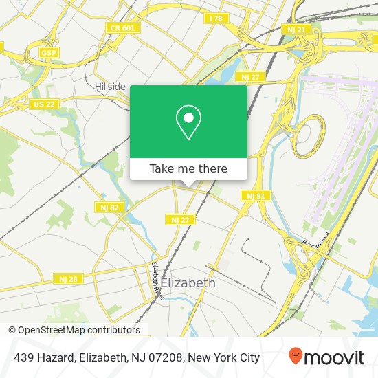 Mapa de 439 Hazard, Elizabeth, NJ 07208