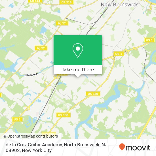 Mapa de de la Cruz Guitar Academy, North Brunswick, NJ 08902
