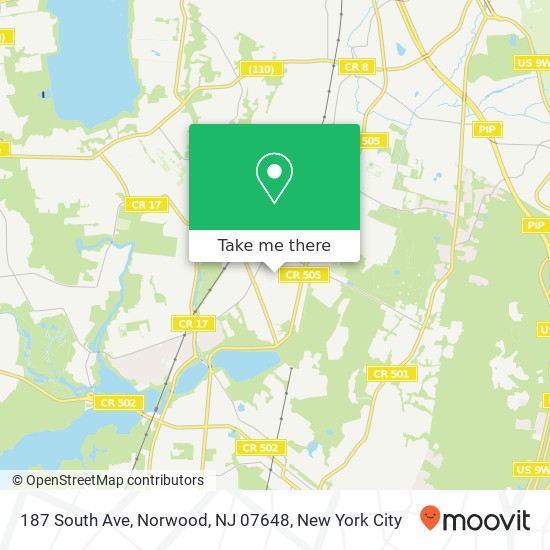 Mapa de 187 South Ave, Norwood, NJ 07648