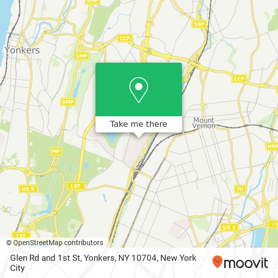 Mapa de Glen Rd and 1st St, Yonkers, NY 10704
