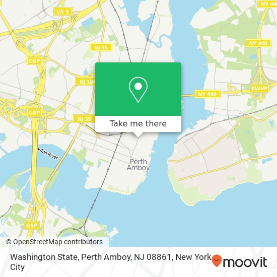 Mapa de Washington State, Perth Amboy, NJ 08861