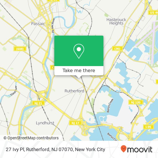 Mapa de 27 Ivy Pl, Rutherford, NJ 07070