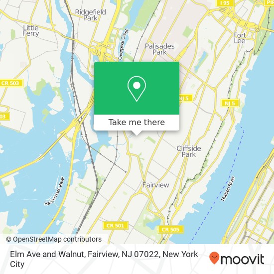 Elm Ave and Walnut, Fairview, NJ 07022 map