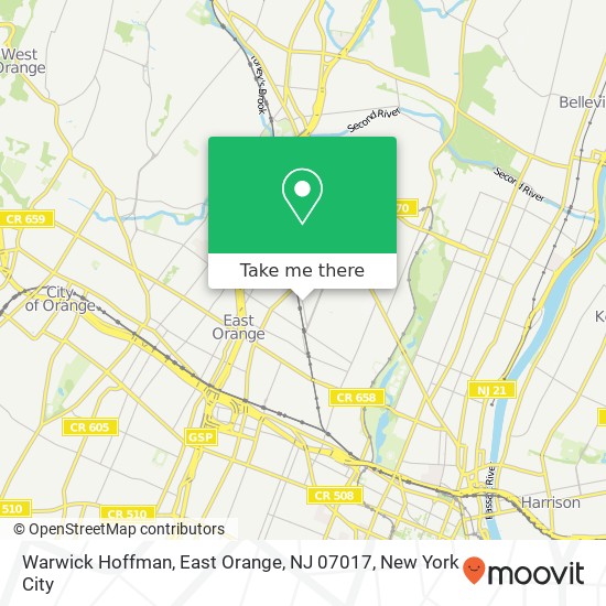 Mapa de Warwick Hoffman, East Orange, NJ 07017