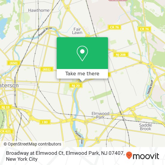Mapa de Broadway at Elmwood Ct, Elmwood Park, NJ 07407