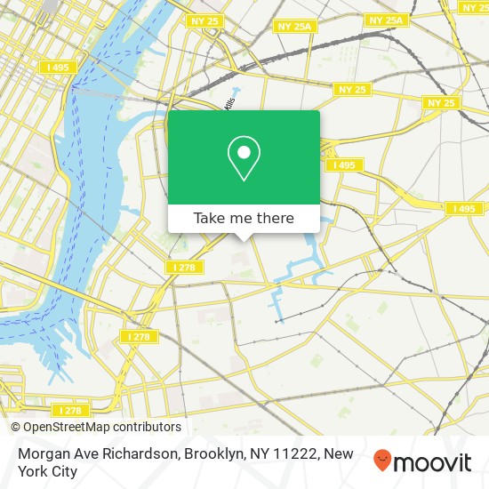 Mapa de Morgan Ave Richardson, Brooklyn, NY 11222