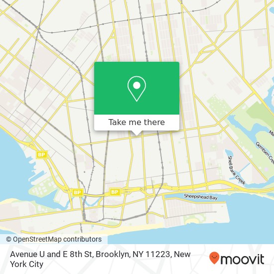 Mapa de Avenue U and E 8th St, Brooklyn, NY 11223