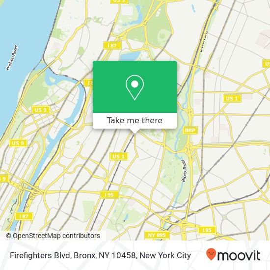 Mapa de Firefighters Blvd, Bronx, NY 10458