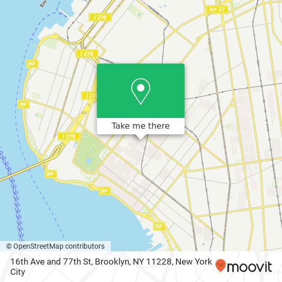 Mapa de 16th Ave and 77th St, Brooklyn, NY 11228