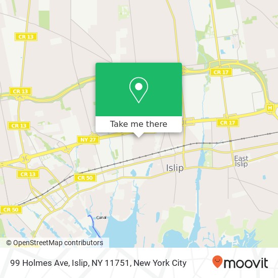 Mapa de 99 Holmes Ave, Islip, NY 11751