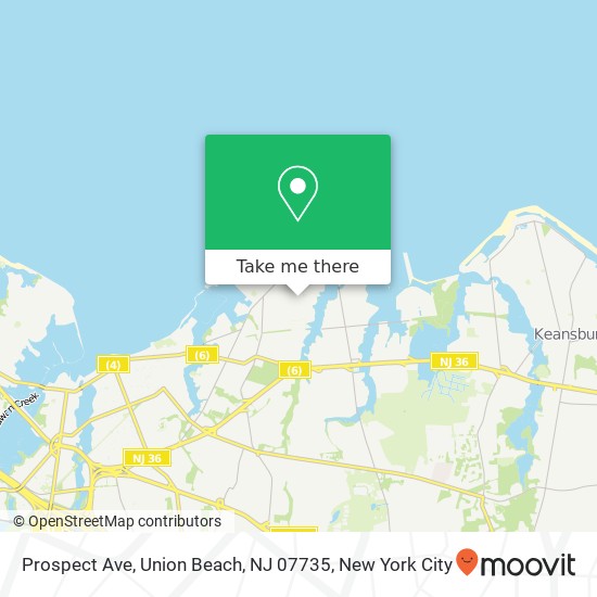 Mapa de Prospect Ave, Union Beach, NJ 07735