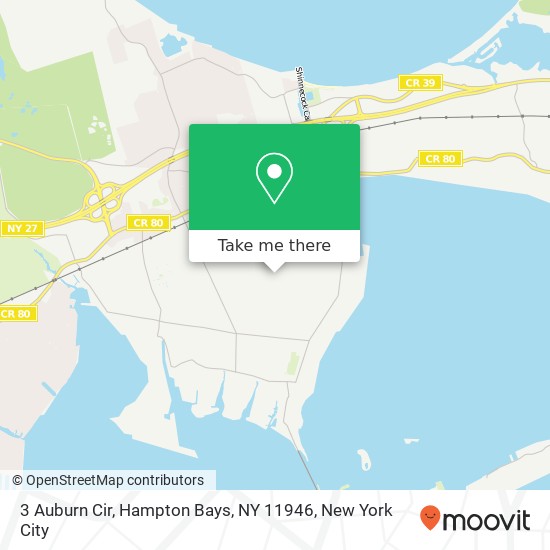 3 Auburn Cir, Hampton Bays, NY 11946 map