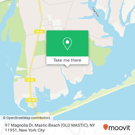 Mapa de 97 Magnolia Dr, Mastic Beach (OLD MASTIC), NY 11951