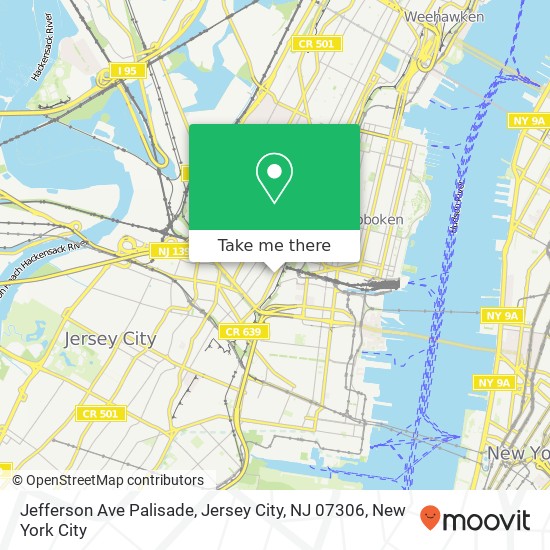 Mapa de Jefferson Ave Palisade, Jersey City, NJ 07306